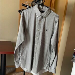 Dark Gray and White Striped Men's Shirt